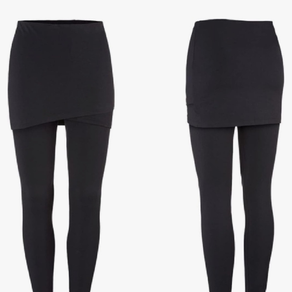 CAbi Black Mini Skirt with Leggings